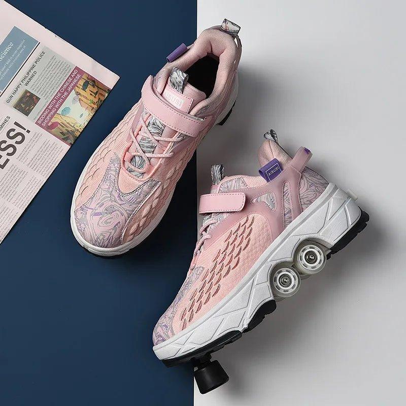 2025 Yeni Nesil Görünmez Tekerlekli Ayakkabı | Dönüşebilen Gençlik Paten Ayakkabısı | 4 Tekerlekli Yürüyüş ve Kaykay Ayakkabısı - Sky Podium Türkiye