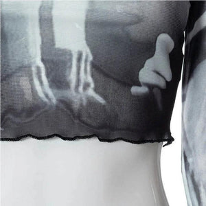 İllüzyon Uzun Kollu Crop Top - Sky Podium Türkiye