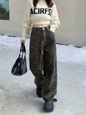 Leopar Desenli İspanyol Pantolonu - Sky Podium Türkiye