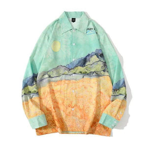 Van gogh Wheatfield with a Reaper Oversize Gömlek - Sky Podium Türkiye