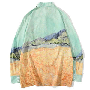 Van gogh Wheatfield with a Reaper Oversize Gömlek - Sky Podium Türkiye