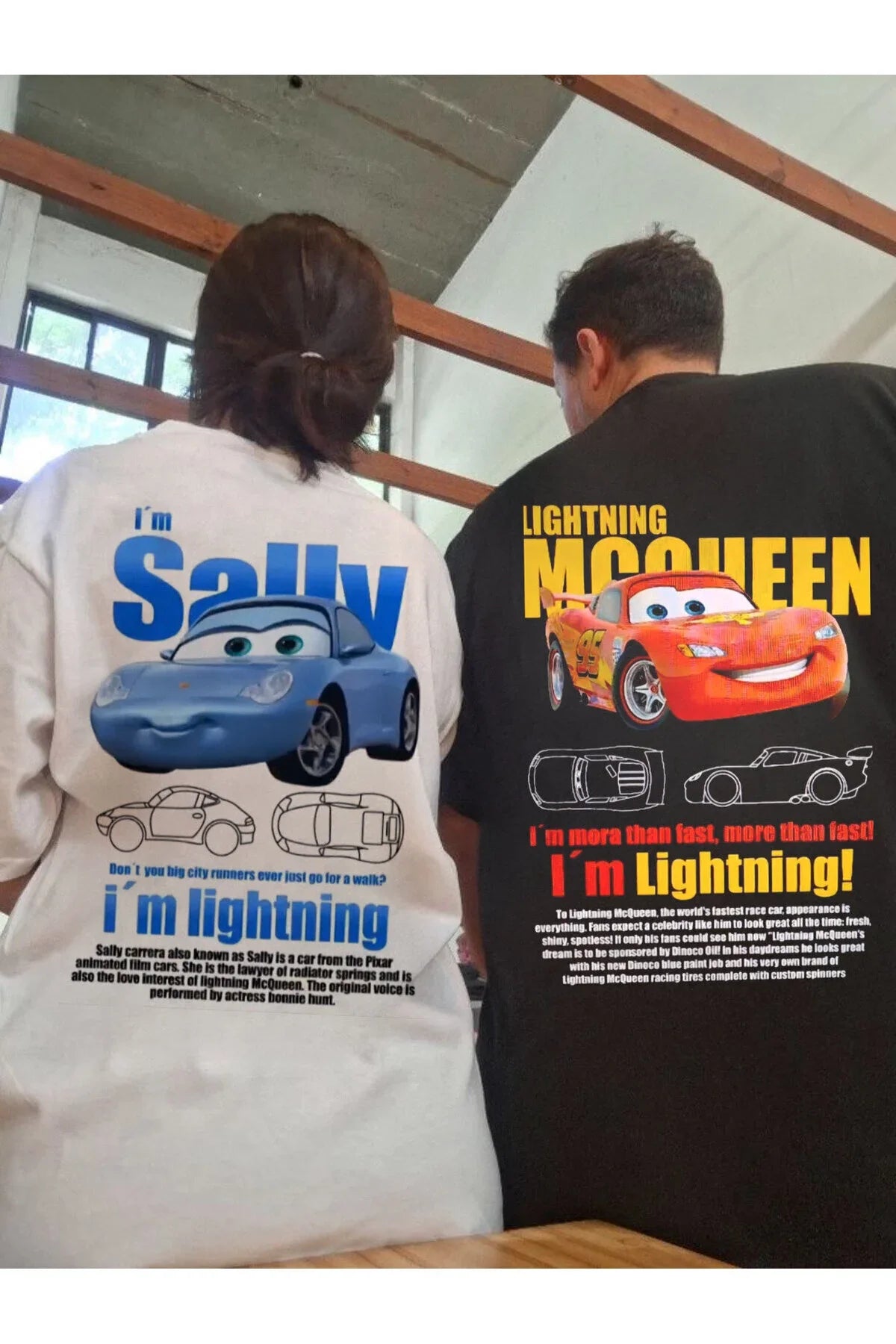 Sally & Mcqueen Cars  Oversize Çift Tshirt