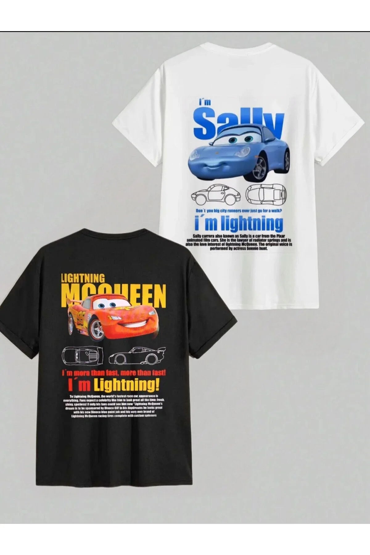 Sally & Mcqueen Cars  Oversize Çift Tshirt